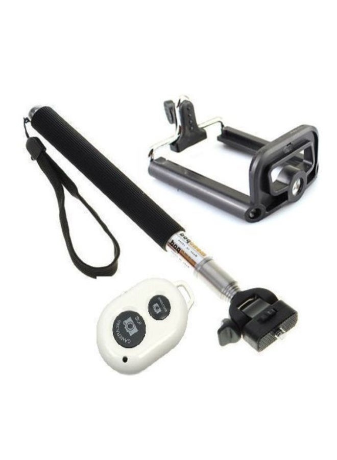 Generic Monopod Selfie Stick With Bluetooth Remote Shutter Black  - Image 1