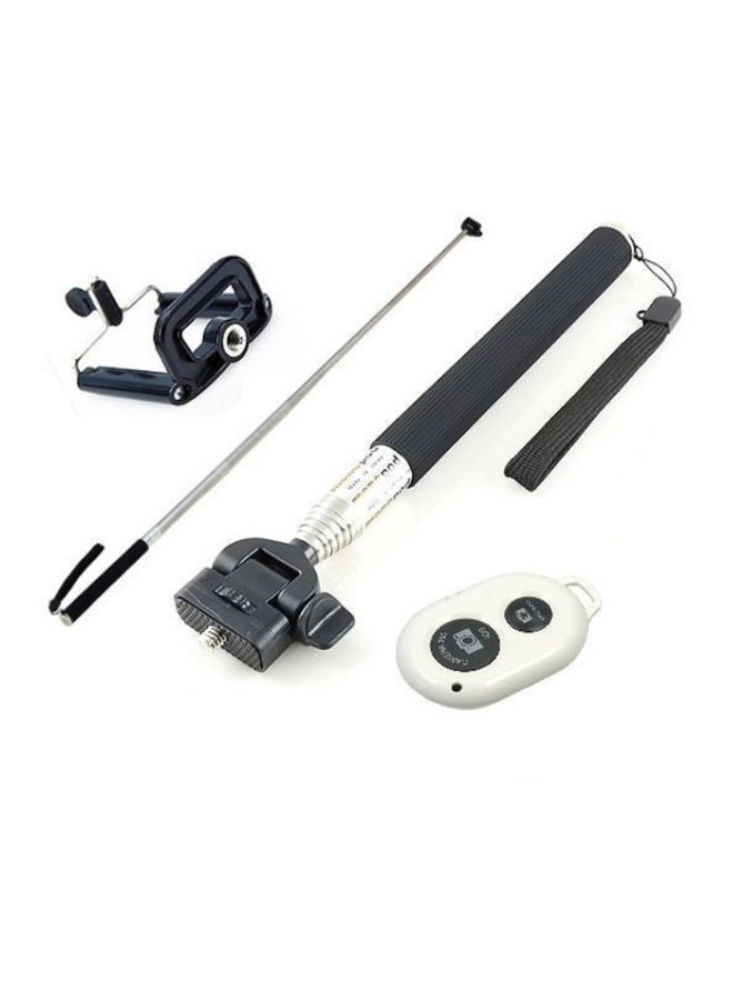 Generic Monopod Selfie Stick With Bluetooth Remote Shutter Black  - Image 2