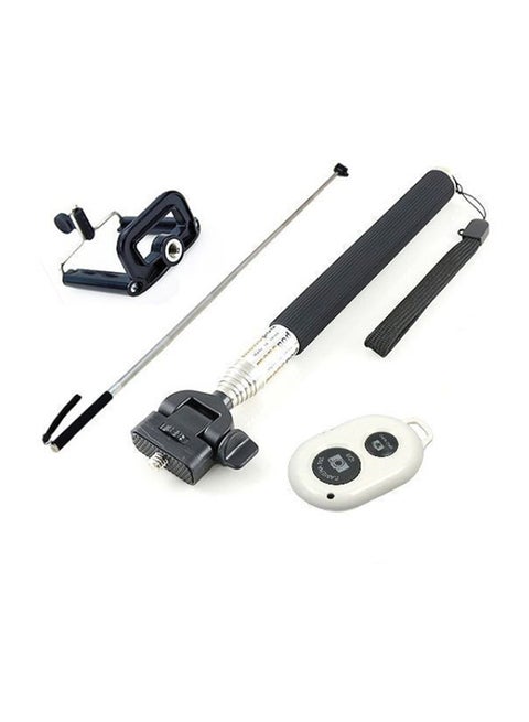 Monopod Selfie Stick With Bluetooth Remote Shutter Black