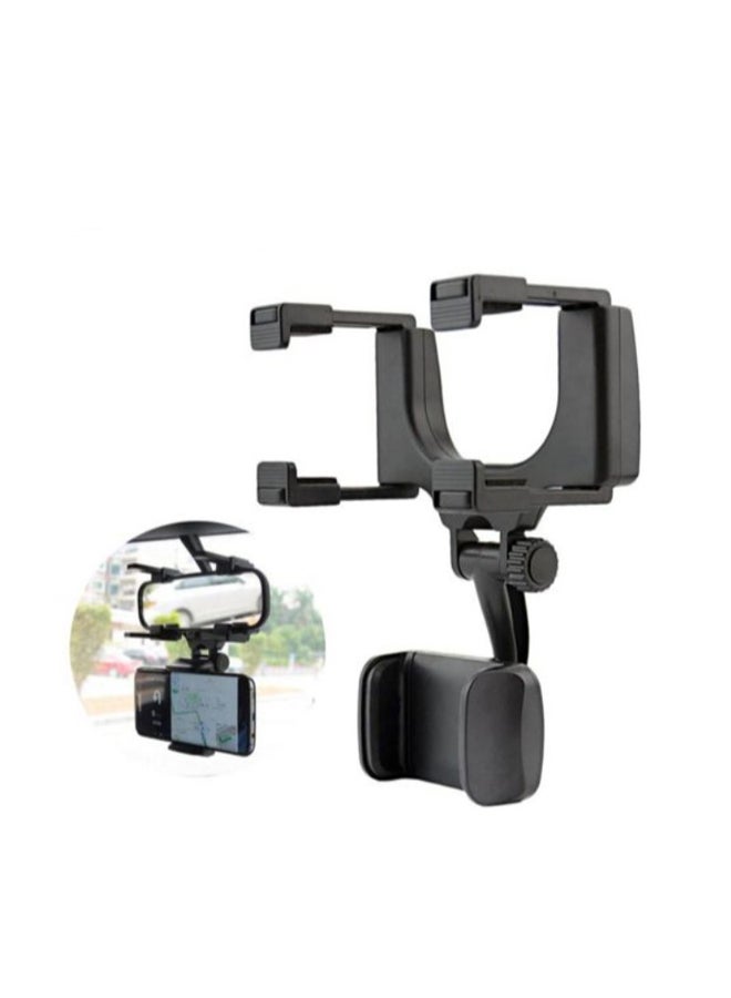 Generic - Universal 360 Degree Car Phone Holder Car Rearview Mirror Mount Holder Stand Cradle Black - Image 1