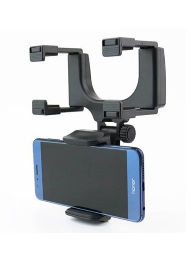 Generic - Universal 360 Degree Car Phone Holder Car Rearview Mirror Mount Holder Stand Cradle Black - Image 1