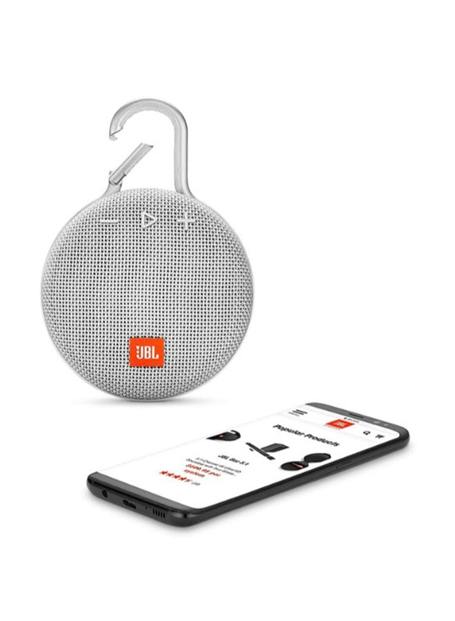 جي بي إل مكبر صوت كليب 3 محمول لاسلكي يعمل بتقنية البلوتوث ومضاد للماء أبيض - Image 4