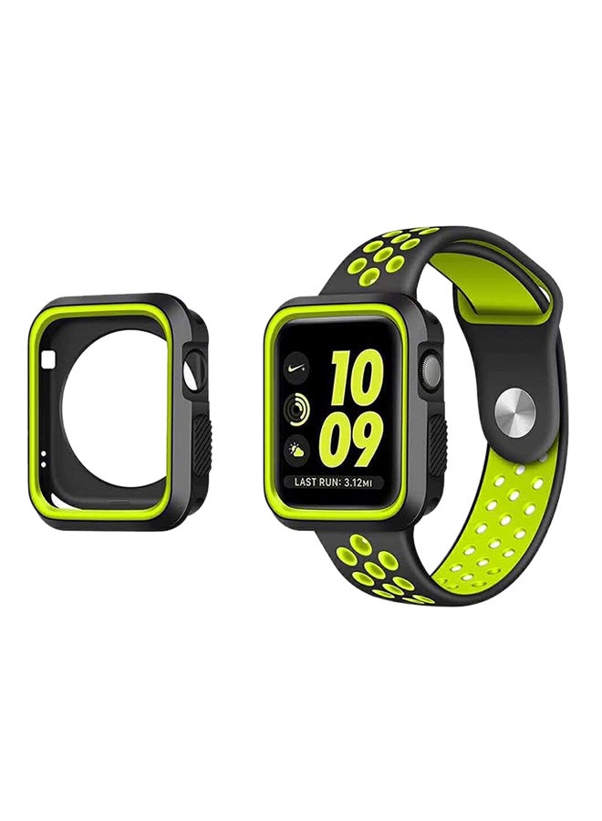 Ozone Protective Case Cover For Apple Watch Series 3 42 mm Black/Green - Image 1