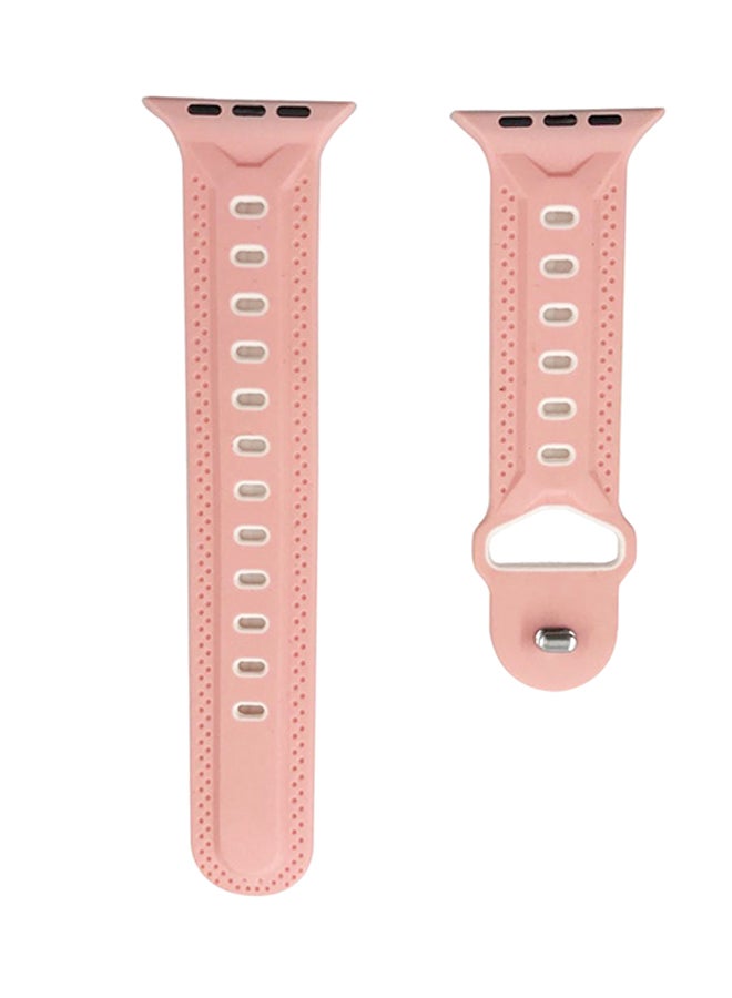 Ozone Silicone Strap For Apple Watch 40Mm Series 4 / 38Mm Series 3 / 2 / 1 Adjustable Sports Band - Pink, White Pink - Image 2