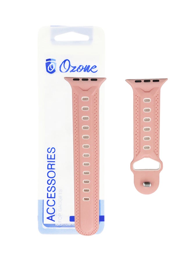 Ozone Silicone Strap For Apple Watch 40Mm Series 4 / 38Mm Series 3 / 2 / 1 Adjustable Sports Band - Pink, White Pink - Image 1