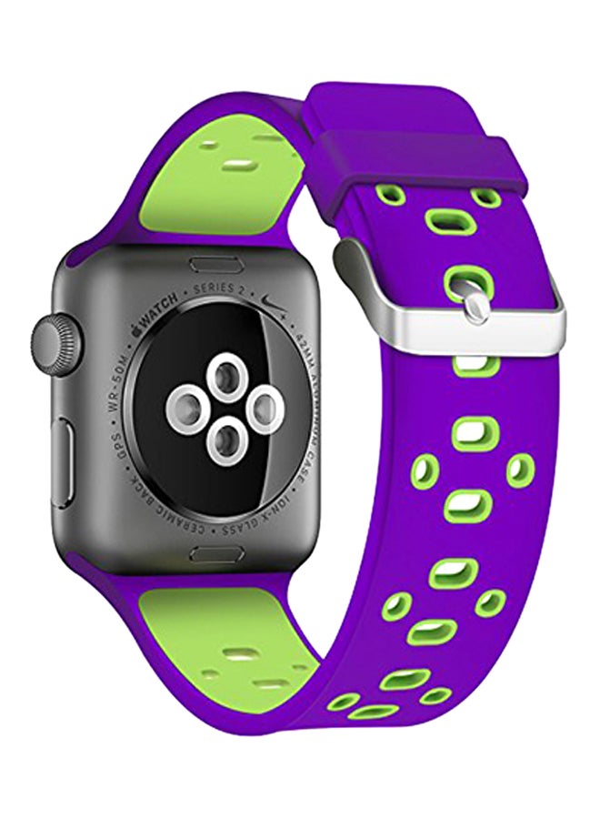 Ozone Silicone Strap For Apple Watch 44mm Series 4 / 42mm Series 3 / 2 / 1 Adjustable Sports Band - Purple - Image 2
