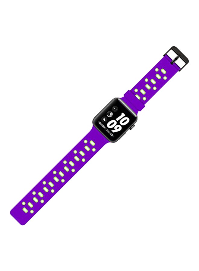Ozone Silicone Strap For Apple Watch 44mm Series 4 / 42mm Series 3 / 2 / 1 Adjustable Sports Band - Purple - Image 3