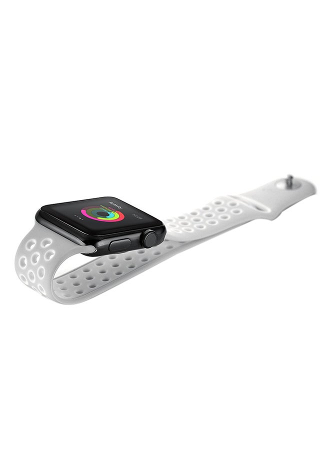 Ozone - Ozone Silicone Strap For Apple Watch 44Mm Series 4 / 42Mm Series 3 / 2 / 1 Replacement Wristband - White - Image 1