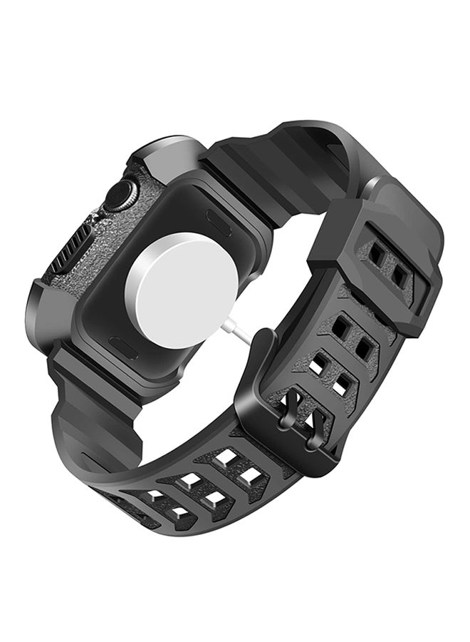 Ozone Replacement Strap For Apple Watch Series 4/5 Black/Silver - Image 1