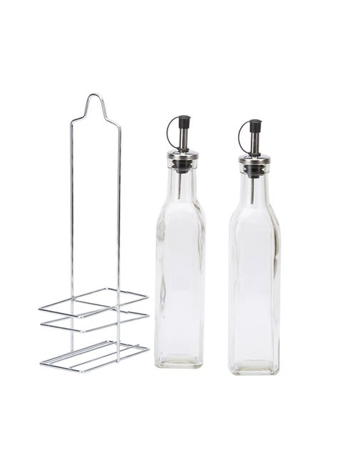 Myra Oil And Vinegar Dispenser With Stand Silver/Clear Standard
