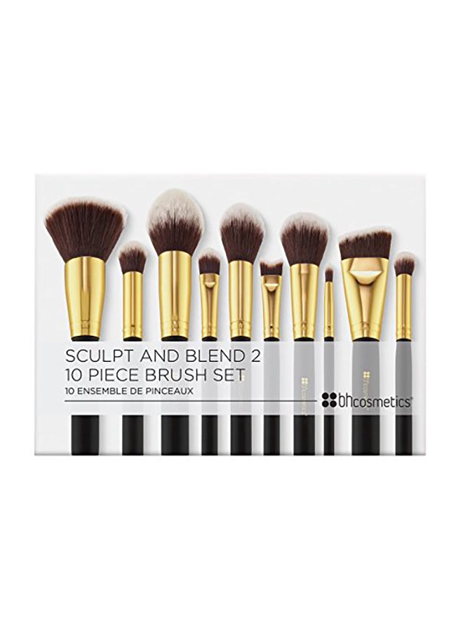BH Cosmetics - BH Cosmetics Sculpt and Blend 2 Brush Set, 10 Count Black/Gold/Brown - Image 1