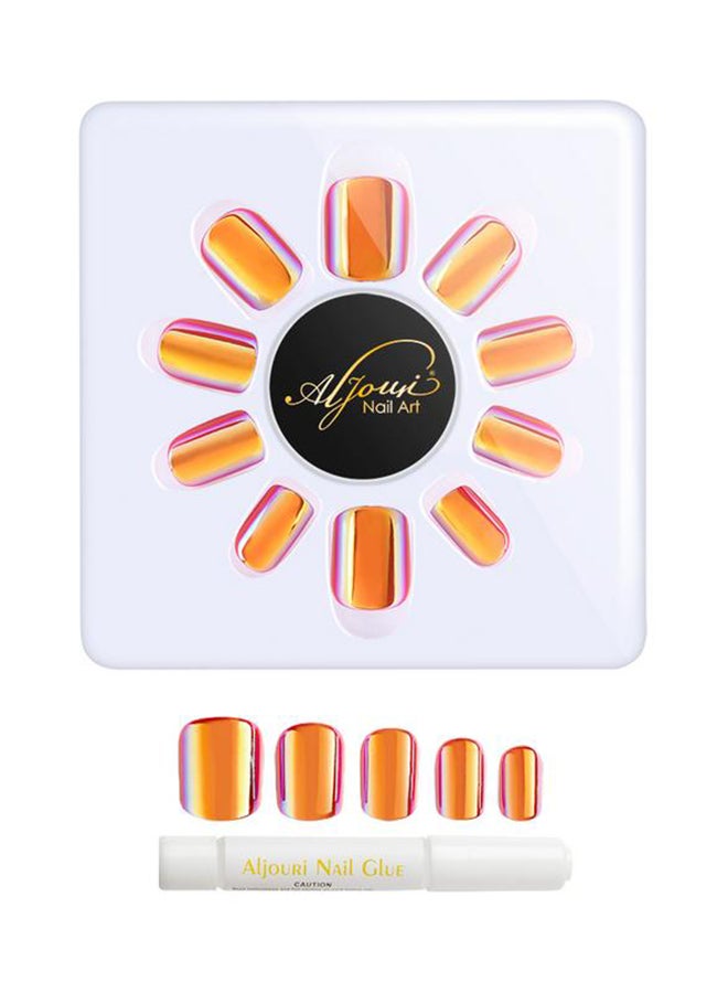 Al Jouri Cosmetics 24-Piece Holographic Medium Square False Nails  Set Multicolour - Image 2