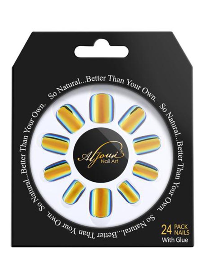 Al Jouri Cosmetics 24-Piece Holographic Medium Square False Nails  Set Multicolour - Image 1