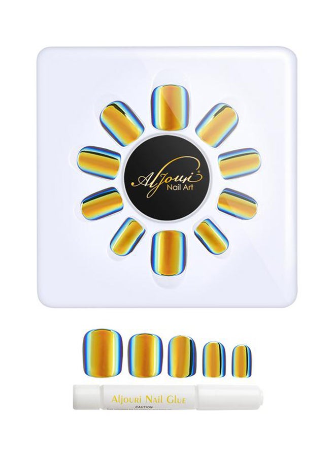 Al Jouri Cosmetics 24-Piece Holographic Medium Square False Nails  Set Multicolour - Image 2