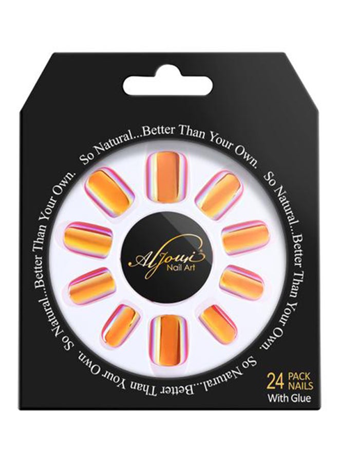 Al Jouri Cosmetics 24-Piece Holographic Medium Square False Nails  Set Multicolour - Image 1