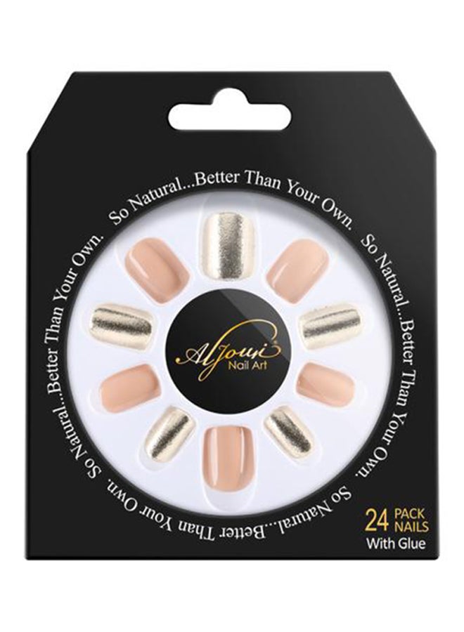 Al Jouri Cosmetics 24-Piece French False Nail Set Multicolour - Image 1