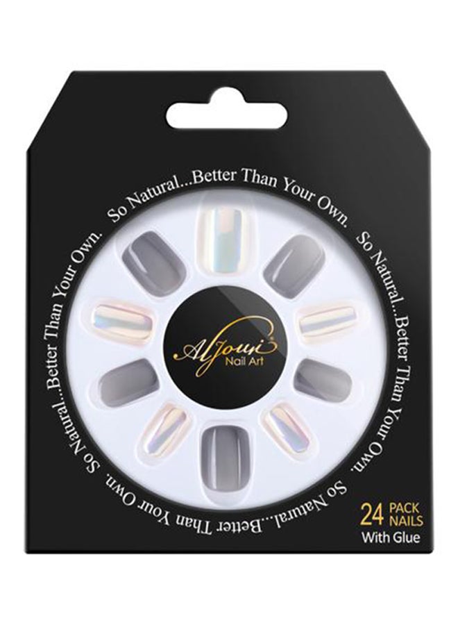 Al Jouri Cosmetics 24-Piece French False Nail Set Multicolour - Image 1