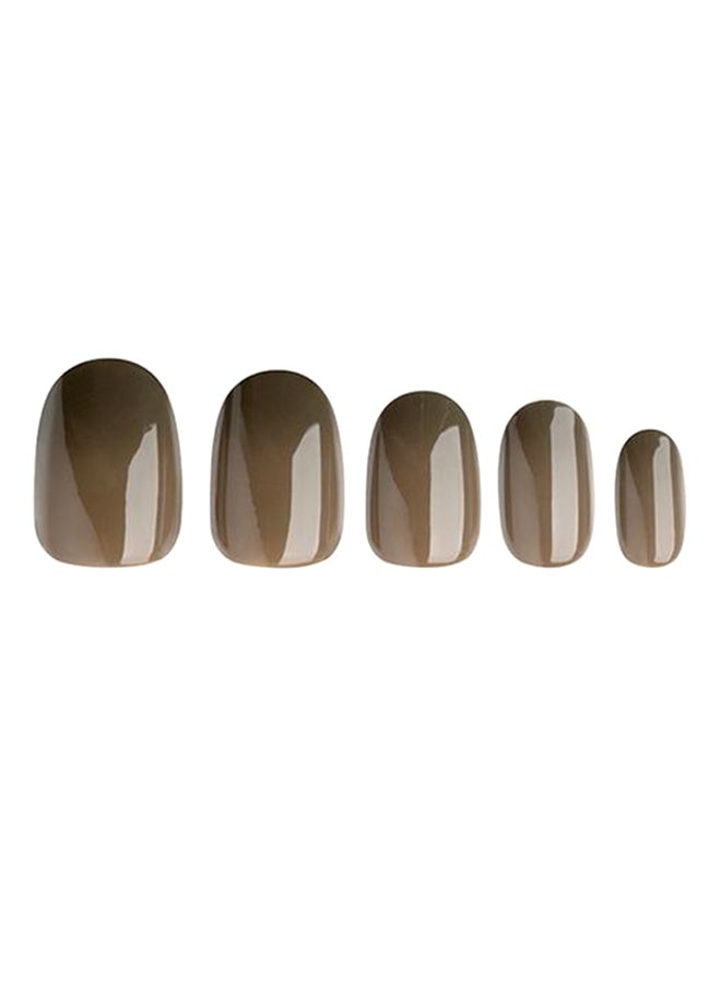 Al Jouri Cosmetics 24-Piece Shinny Oval  False Nail Set Brown - Image 3