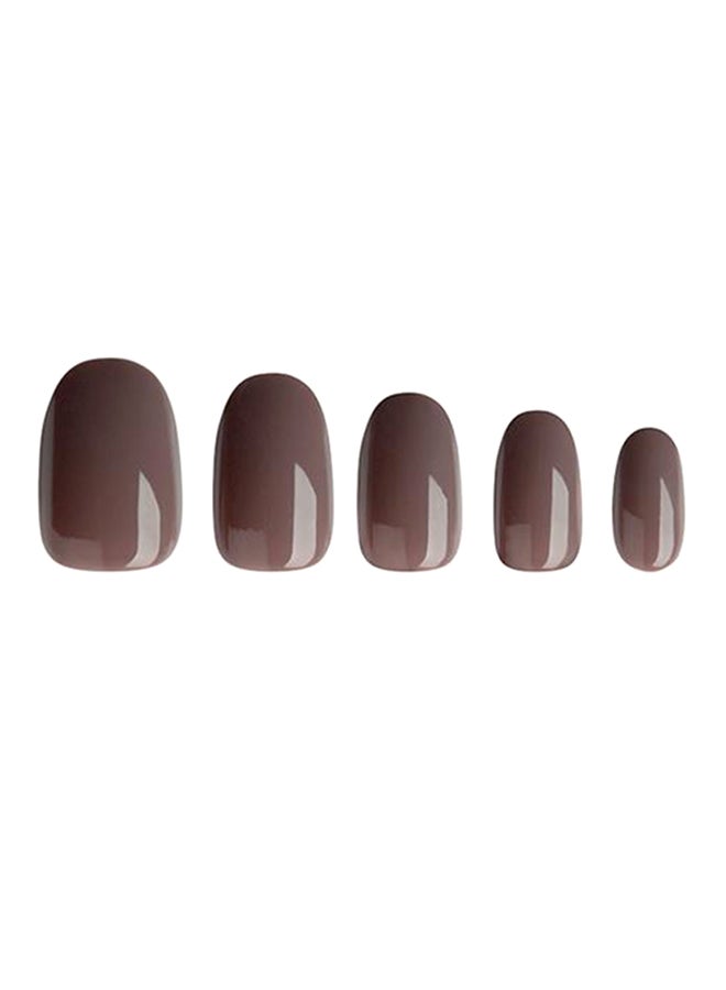 Al Jouri Cosmetics 24-Piece Shinny Oval  False Nail Set Brown - Image 3