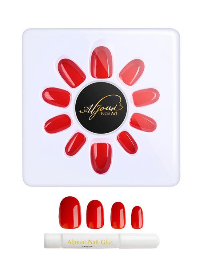 Al Jouri Cosmetics - 24-Piece Shinny Oval  False Nail Set Red - Image 1