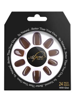 24-Piece Shinny Oval  False Nail Set Brown - v1551528514/N21504381A_1