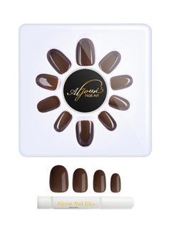 24-Piece Shinny Oval  False Nail Set Brown - v1551528514/N21504381A_2