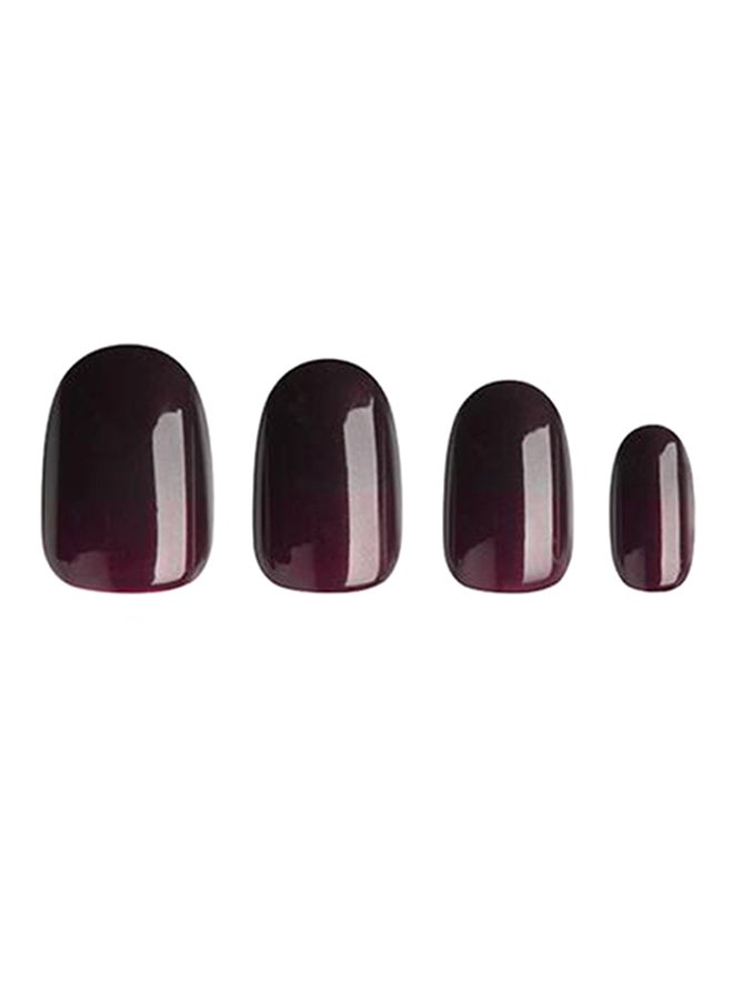 24-Piece Shinny Oval  False Nail Set Dark Red - v1551528515/N21504391A_3