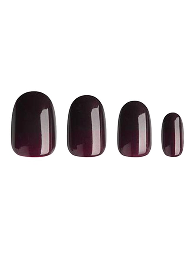 Al Jouri Cosmetics 24-Piece Shinny Oval  False Nail Set Dark Red - Image 3