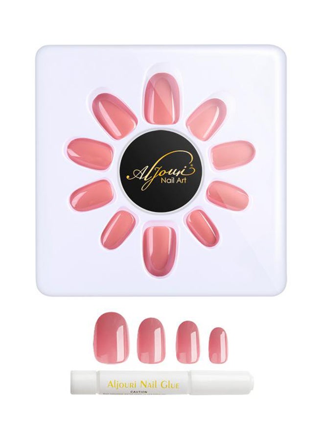 Al Jouri Cosmetics 24-Piece Shinny Oval  False Nail Set Pink - Image 2