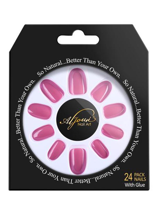 Al Jouri Cosmetics 24-Piece Shinny Oval  False Nail Set Pink - Image 1