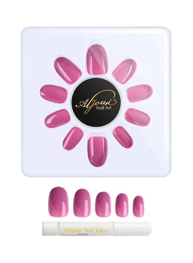 Al Jouri Cosmetics 24-Piece Shinny Oval  False Nail Set Pink - Image 2