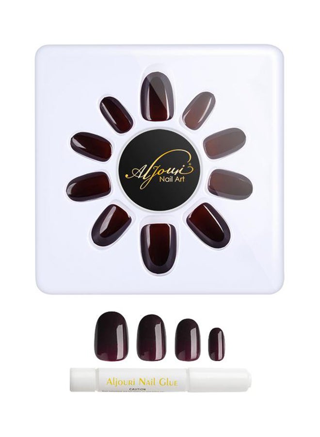 24-Piece Shinny Oval  False Nail Set Dark Red - v1551528518/N21504391A_2