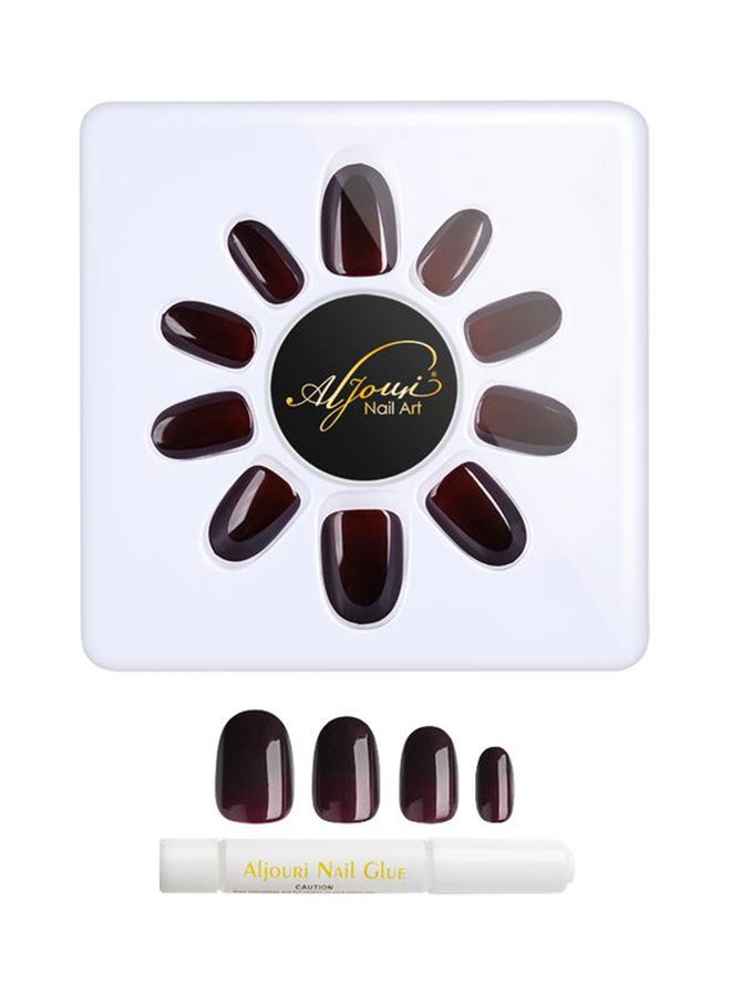 Al Jouri Cosmetics 24-Piece Shinny Oval  False Nail Set Dark Red - Image 2