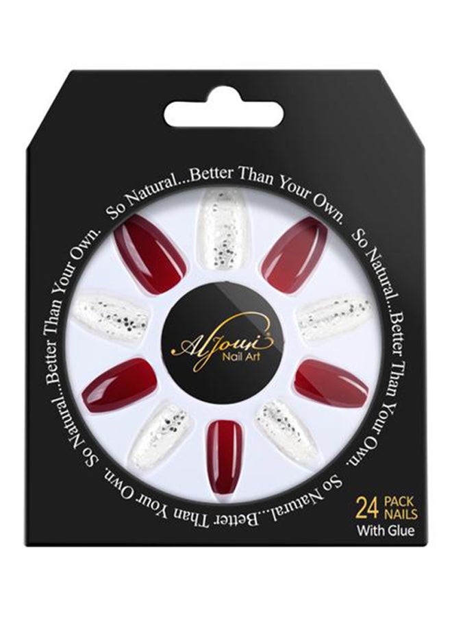 Al Jouri Cosmetics 24-Piece Mix Coffin False NailSet Multicolour - Image 1