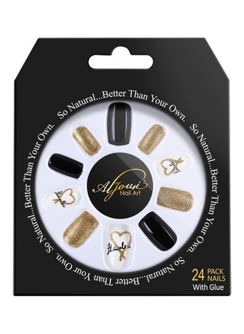 24-Piece Long Square False NailSet Multicolour