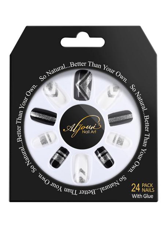 Al Jouri Cosmetics 24-Piece Long Square False NailSet Multicolour - Image 1