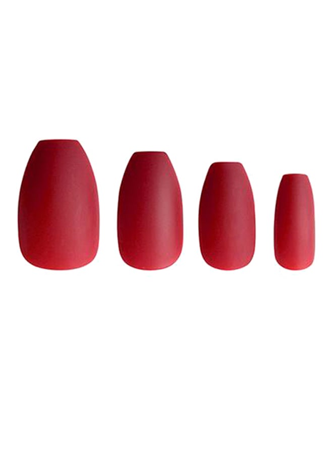 Al Jouri Cosmetics 24-Piece Matte  False Nail Set Red - Image 3
