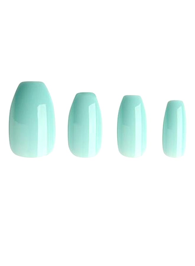 Al Jouri Cosmetics 24-Piece Shinny False Nail Set Light Green - Image 3