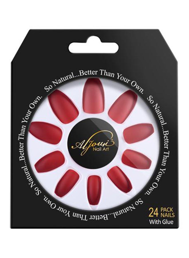 Al Jouri Cosmetics 24-Piece Matte  False Nail Set Red - Image 1