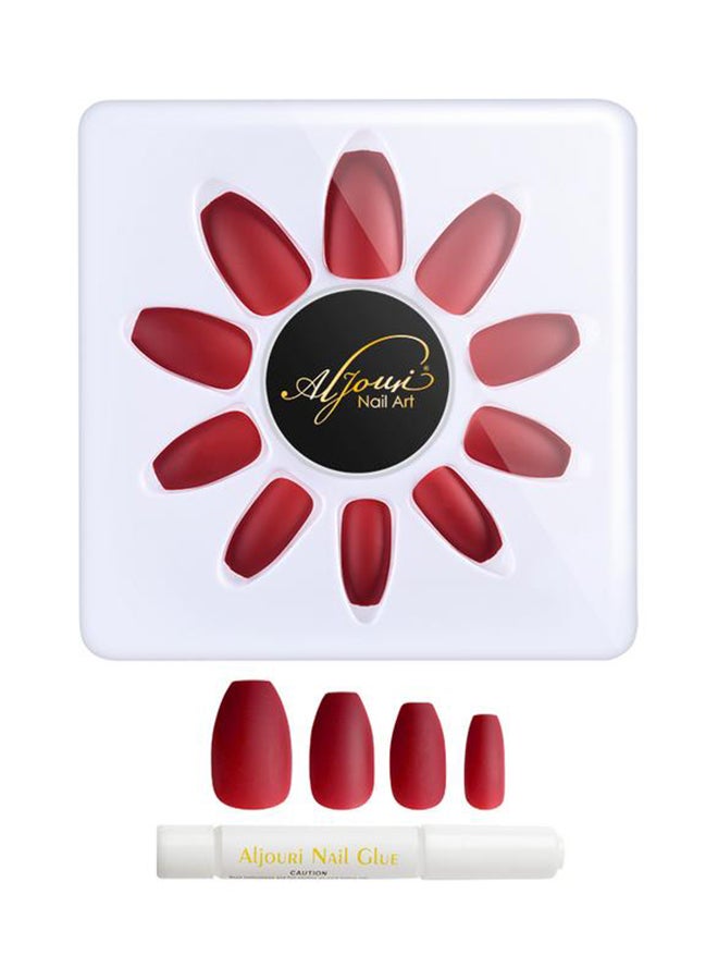 Al Jouri Cosmetics 24-Piece Matte  False Nail Set Red - Image 2