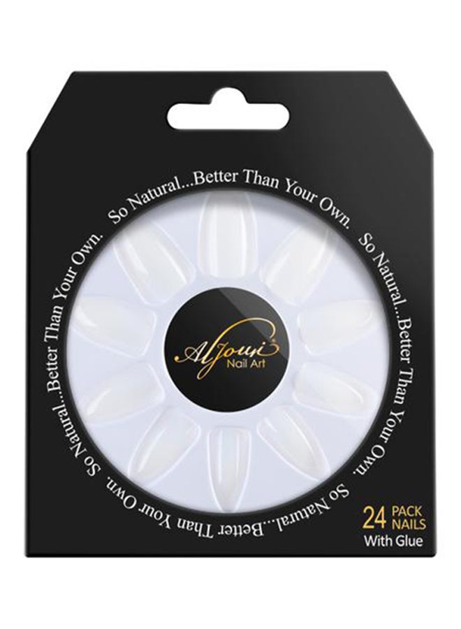 Al Jouri Cosmetics 24-Piece Reusable False Nails With Glue Set Clear - Image 1
