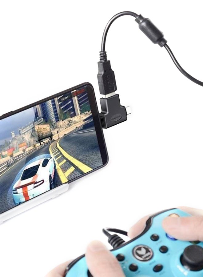 فينشن محول 2 في 1 بمنفذ USB 3.0 أنثى إلى منفذ مايكرو USB ذكر ومنفذ USB C ذكر أسود  - Image 2
