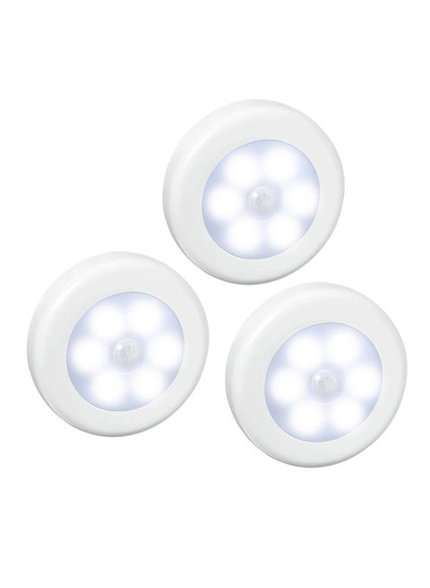 ضوء LED بمستشعر حركة من 3 قطع أبيض