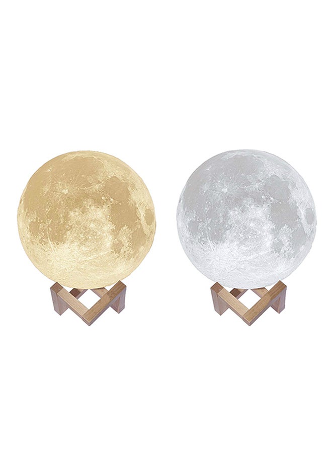 CYTHERIA 2 Piece Rechargeable 3D Printing Moon Lamp White 8cm  - Image 1