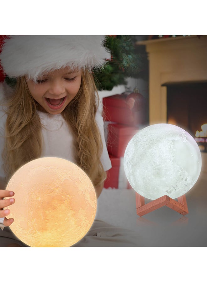 CYTHERIA - 3D Print Moon LED Lamp With Stand Yellow 8cm - Image 1
