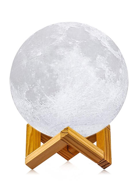 3D Print Moon LED Lamp With Stand Yellow 8cm