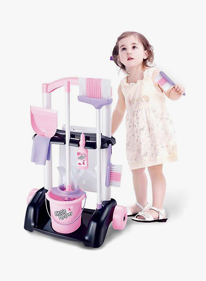 Portable Cleaning Housekeeping Trolley Cart Mop And Bucket Kit Toy For Kids  - Image 2