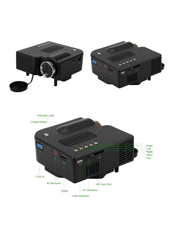 Mini HD LED Projector Black - Image 2