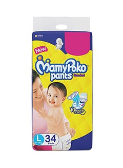 MamyPoko Standard Pant Style Diapers, Size Large, 9-14 Kg, 34 Count  - Image 1