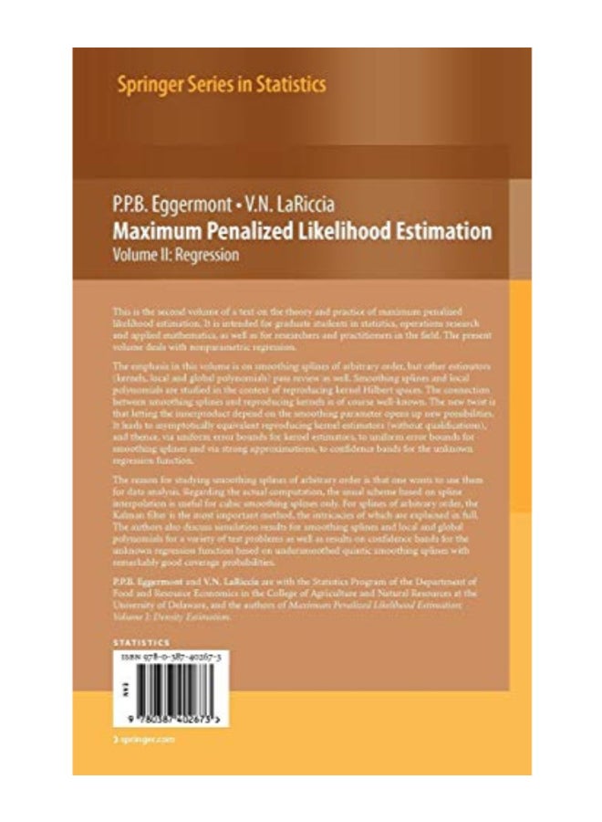 Maximum Penalized Likelihood Estimation Hardcover English by P.P.B. Eggermont  - Image 2